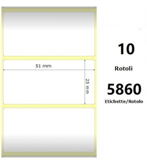 White 51x25mm,5860 Et/Rotolo Z-1000D, 2x1x3 Core ,10 Rolls