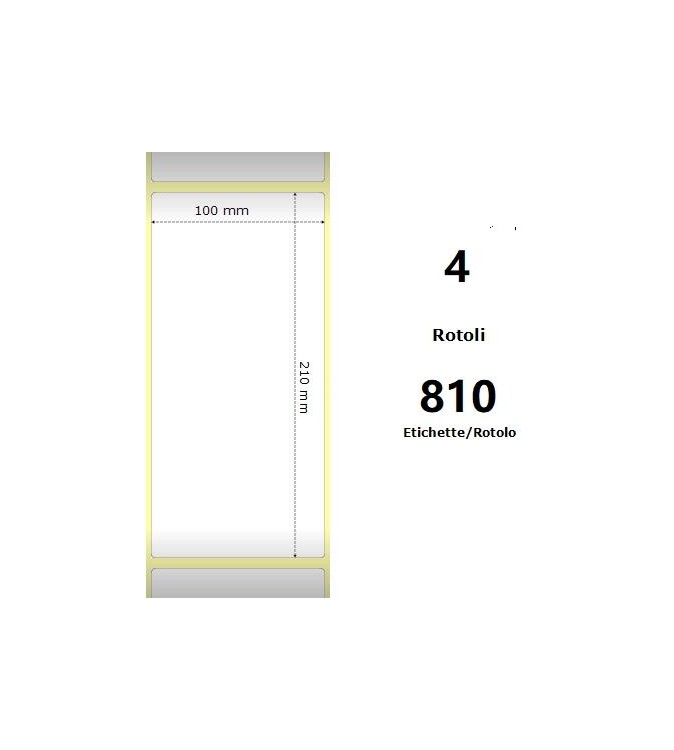 White 100x210mm,810 Et/Rotolo Z-1000D,3.9x8.3x3 Core,4 Rolls