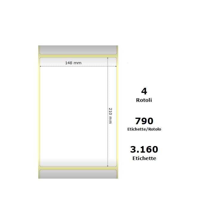 White 148x210mm,790 Et/Rotolo Z-1000D,5.8x8.3x3Core, 4 Rolls
