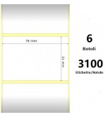 White 76x51mm,3100 Et/Rotolo Z-1000D, 3x2x3 Core, 6 Rolls