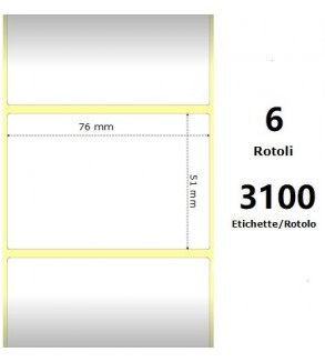 White 76x51mm,3100 Et/Rotolo Z-1000D, 3x2x3 Core, 6 Rolls