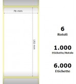 White 76x152mm,1000 Et/Rotolo Z-1000D, 3x6x3 Core, 6 Rolls