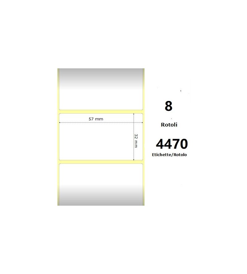 White 57x32mm,4470 Et/Rotolo Z-1000D,2.2x1.3x3 Core,circonferenza 175mm