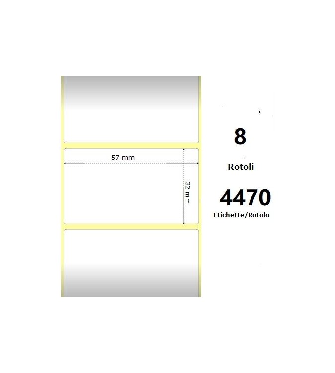 White 57x32mm,4470 Et/Rotolo Z-1000D,2.2x1.3x3 Core,circonferenza 175mm