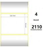 White 102x76mm,2110 Et/Rotolo Z-1000D, 4x3x3 Core ,4 Rolls