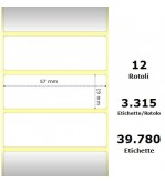 White 57x19mm,3315 Et/Rotolo Z-2000D,2.2x0.7x1Core, 12 Rolls