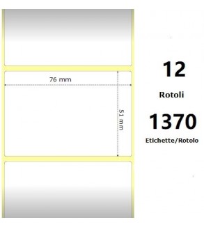 White 76x51mm, 1370 Et/Rotolo Z-2000D, 3x2x1 Core, 12 Rolls