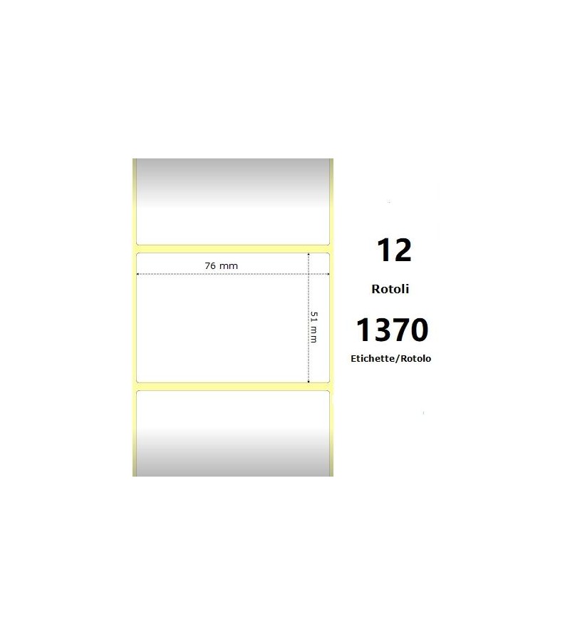 White 76x51mm, 1370 Et/Rotolo Z-2000D, 3x2x1 Core, 12 Rolls