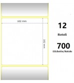White 102x102mm, 700 Et/Rotolo Z-2000D 4x4x1 Core, 12 Rolls