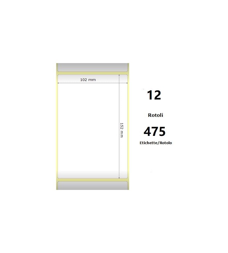 White 102x152mm, 475 Et/Rotolo Z-2000D 4x6x1 Core, 12 Rolls