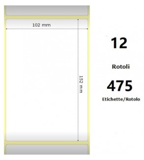 White 102x152mm, 475 Et/Rotolo Z-1000D,4x6x1 Core ,circonferenza 111mm