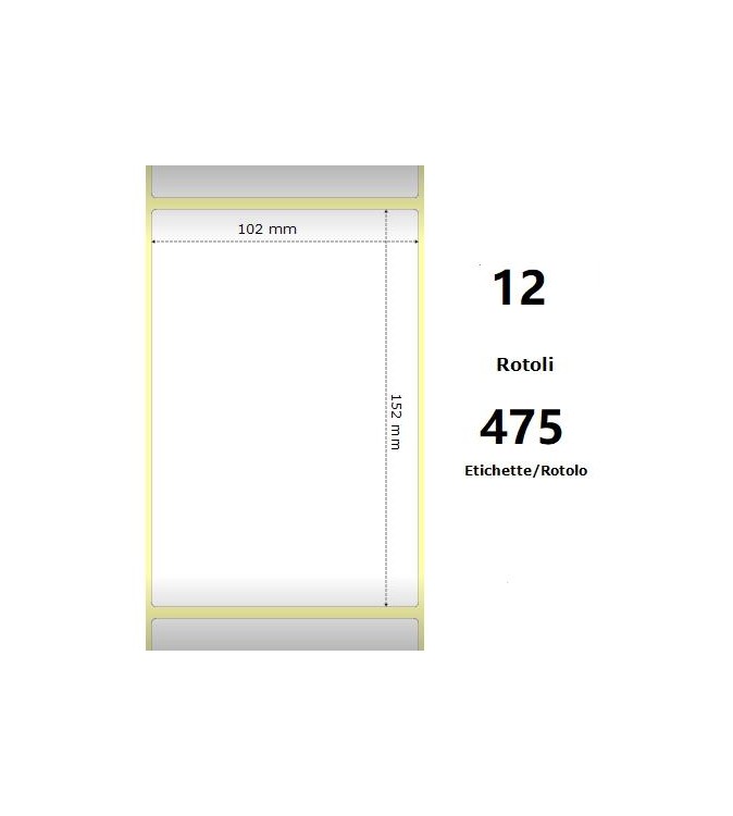 White 102x152mm, 475 Et/Rotolo Z-1000D,4x6x1 Core ,circonferenza 111mm
