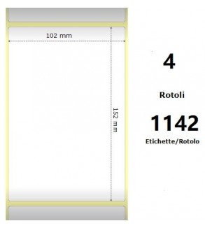 White 102x152mm,1142 Et/Rotolo Z-2000D, 4x6x3 Core, 4 Rolls
