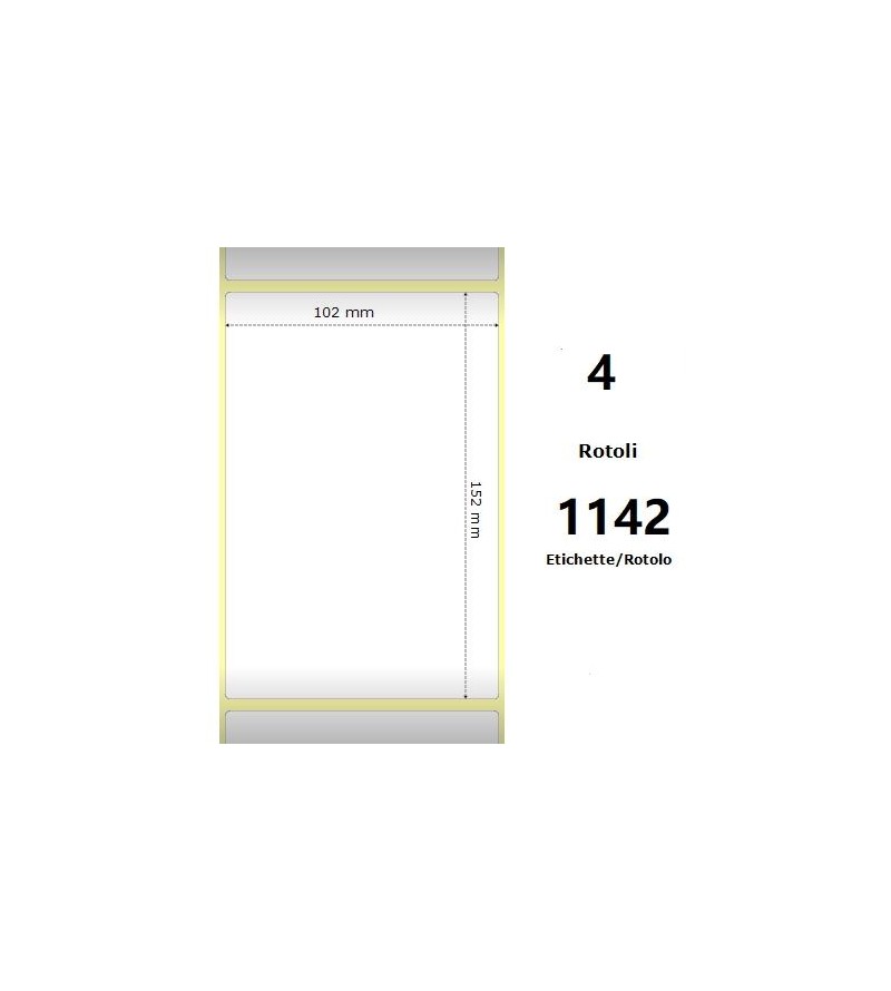 White 102x152mm,1142 Et/Rotolo Z-2000D, 4x6x3 Core, 4 Rolls