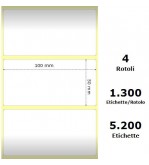 White 100x50mm,1300 Et/Rotolo Z-2000D,3.9x2x1 Core,circonferenza 108mm