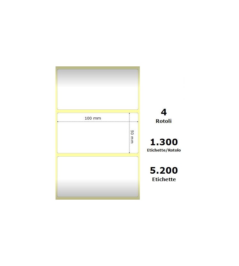 White 100x50mm,1300 Et/Rotolo Z-2000D,3.9x2x1 Core,circonferenza 108mm