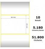 White 38x25mm, 5180 Et/Rotolo Z-2000D, 1.5x1x3 Core,10 Rolls