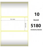 White 51x25mm, 5180 Et/Rotolo Z-2000D, 2x1x3 Core,circonferenza 170mm