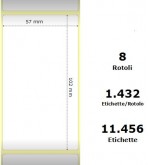 White 57x102mm, 1432 Et/Rotolo Z-2000D,2.2x4x3 Core,circonferenza 174mm