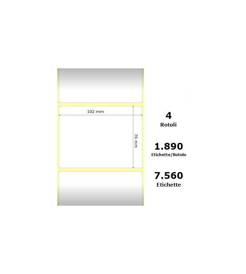 White 102x76mm,1890 Et/Rotolo Z-2000D, 4x3x3 Core,circonferenza 174mm