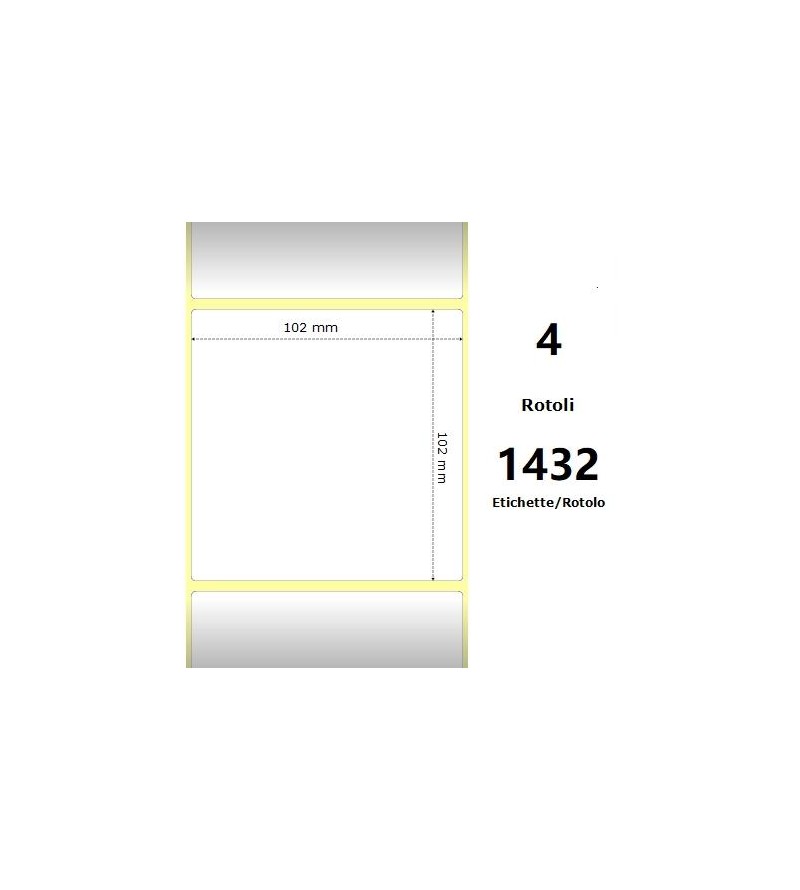 White 102x102mm,1432 Et/Rotolo Z-2000D, 4x4x3 Core, 4 Rolls