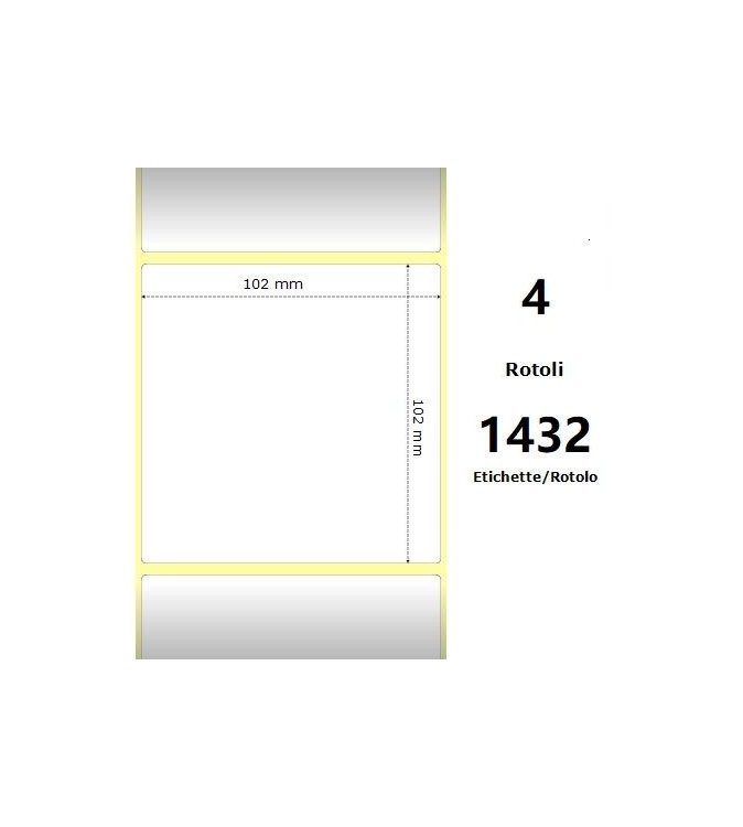 White 102x102mm,1432 Et/Rotolo Z-2000D, 4x4x3 Core, 4 Rolls