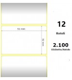 White 51x32mm,2100 Et/Rotolo Z-1000D, 2x1.3x1 Core,circonferenza 111mm