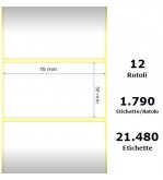 White 70x38mm,1790 Et/Rotolo Z-1000D,2.8x1.5x1Core ,12 Rolls