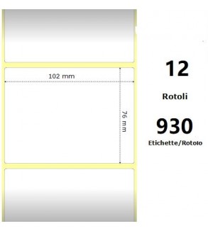 White 102x76mm, 930 Et/Rotolo Z-1000D,4x3x1 Core ,12 Rolls