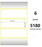 White 76x25mm,5180 Et/Rotolo Z-1000D, 3x1x3 Core, 6 Rolls