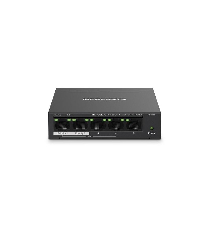 Switch Desktop 5 porte 10/100/1000 PoE+  - Mercusys MS105GP