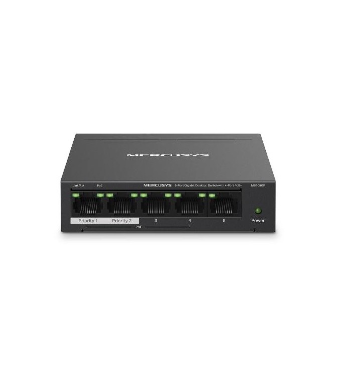 Switch Desktop 5 porte 10/100/1000 PoE+  - Mercusys MS105GP