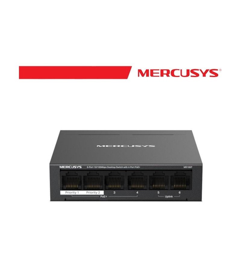 Mercusys 6-Port 10/100Mbps Desktop Switch with 4-Port PoE+ - MS106P