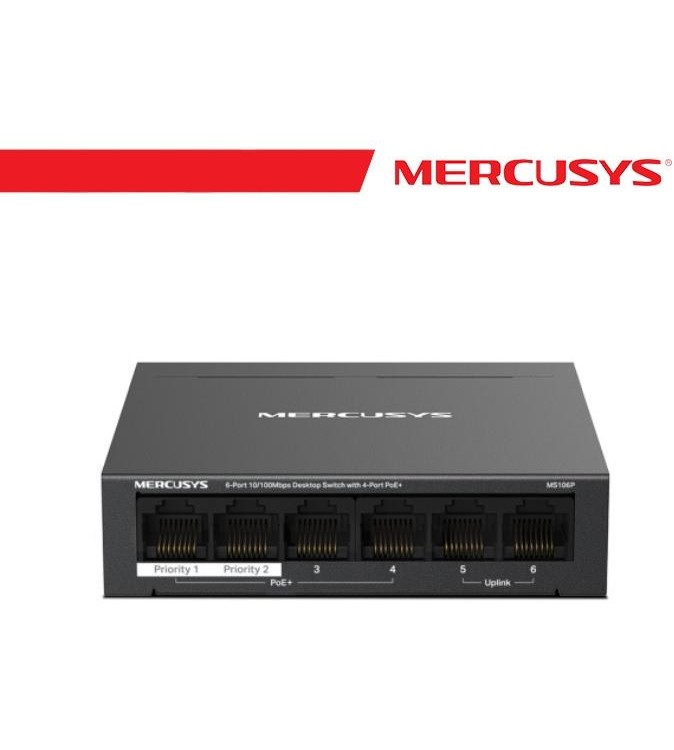 Mercusys 6-Port 10/100Mbps Desktop Switch with 4-Port PoE+ - MS106P