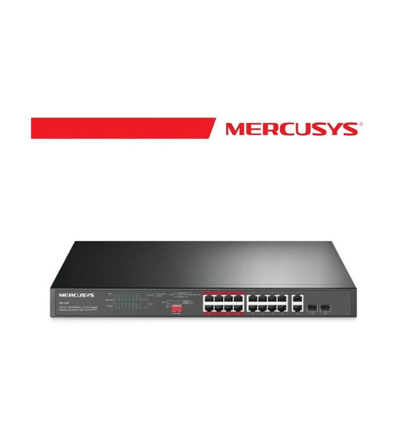 Mercusys 16-Port 10/100Mbps + 2-Port Gigabit Rackmount Switch - MS118CP