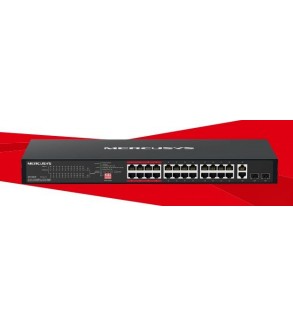 24-Port 10/100Mbps + 2-Port Gigabit Rackmount Switch with 24-Port PoE+