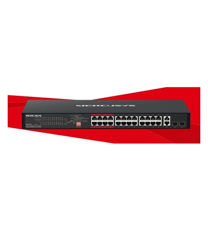 24-Port 10/100Mbps + 2-Port Gigabit Rackmount Switch with 24-Port PoE+