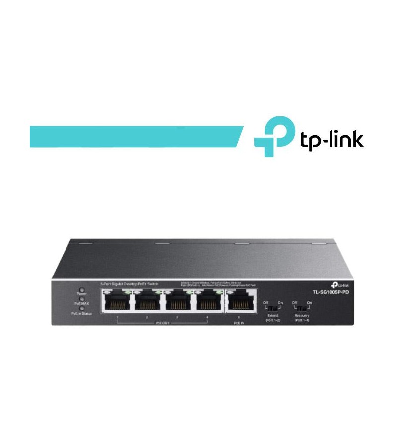 TP-Link 5-Porte Gigabit Desktop PoE+ Switch con 1-Port PoE++ In e 4-Port PoE+Out