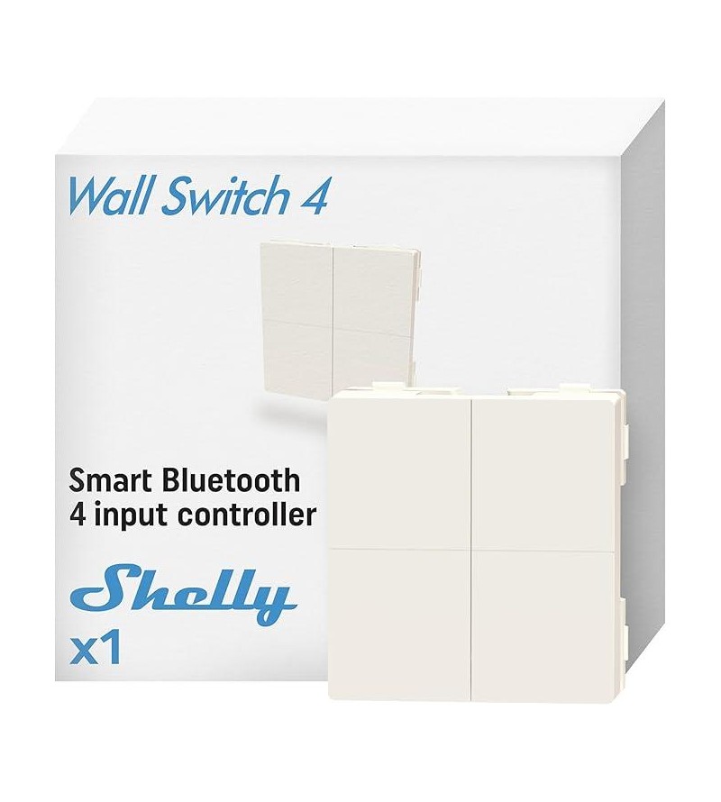 Shelly BLU Wall Switch 4 (Stand Alone) - Pulsante a muro Bluetooth 4 tasti