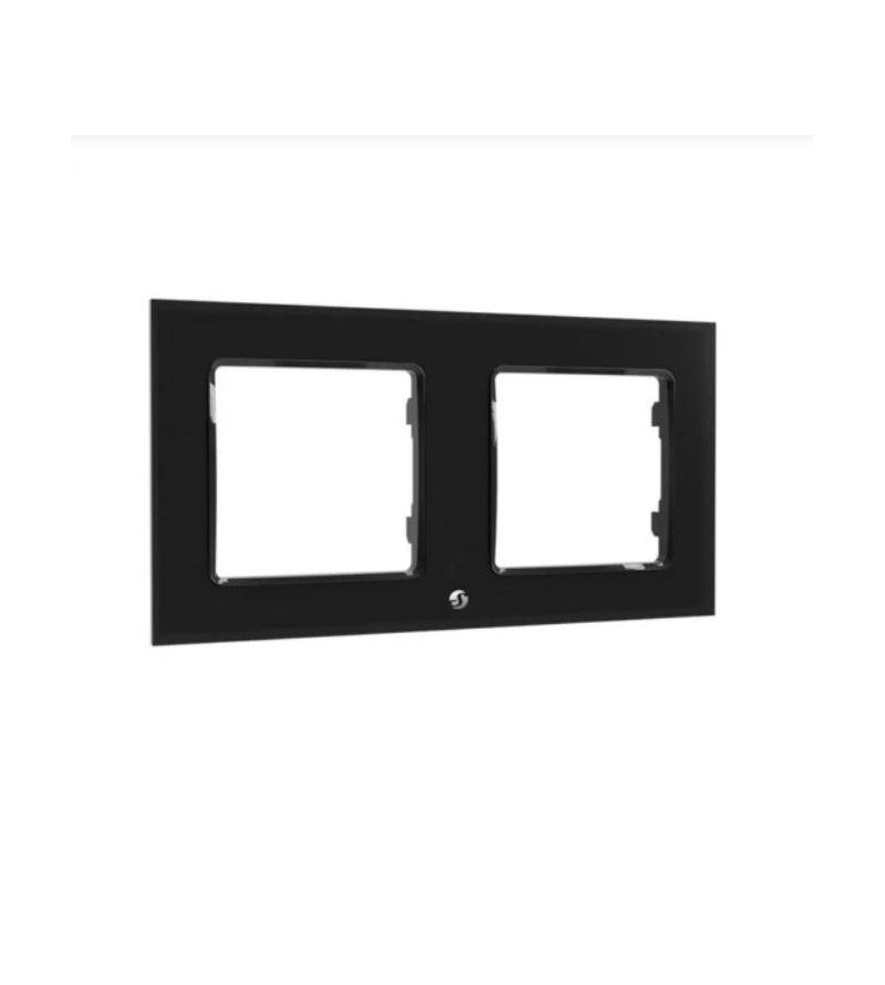 Shelly Wall Frame 2 - Placca da parete nera doppia compatibile Legrand