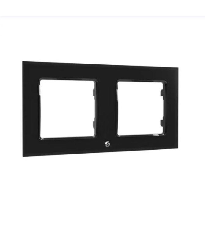 Shelly Wall Frame 2 - Placca da parete nera doppia compatibile Legrand