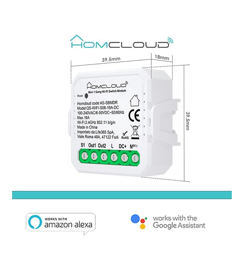 Modulo Interruttore/Pulsante Mini AC/DC Wi-Fi