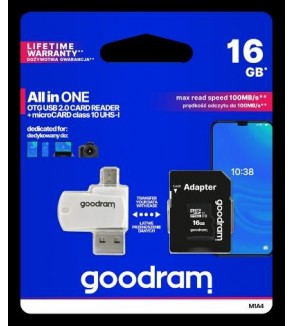 GoodRAM microSD 16GB class 10 + adpter + card reader - blister - M1A4-0160R12