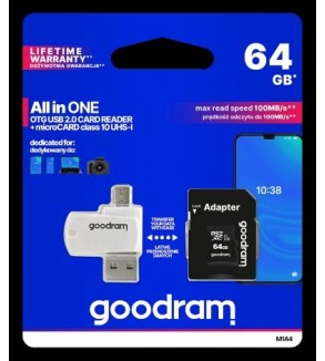 GoodRAM microSD 64GB class 10 + adpter + card reader - blister - M1A4-0640R12