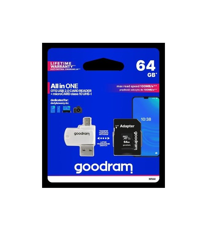 GoodRAM microSD 64GB class 10 + adpter + card reader - blister - M1A4-0640R12