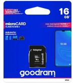 GoodRAM microSD 16GB class 10 UHS I + adapter - retail blister - M1AA-0160R12