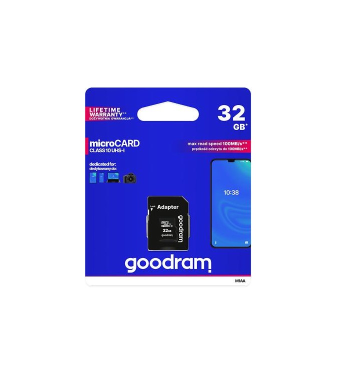 GoodRAM microSD 32GB class 10 UHS I + adapter - retail blister - M1AA-0320R12