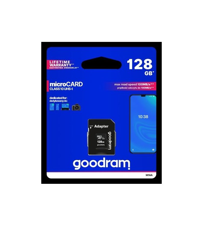GoodRAM microSD 128GB class 10 UHS I + adapter - retail blister - M1AA-1280R12