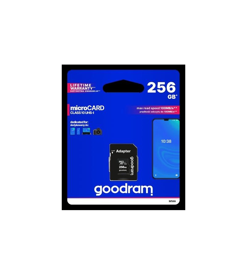 GoodRAM microSD 256GB class 10 UHS I + adapter - retail blister - M1AA-2560R12