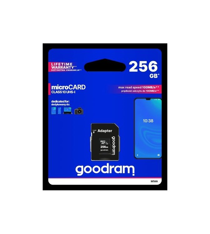 GoodRAM microSD 256GB class 10 UHS I + adapter - retail blister - M1AA-2560R12